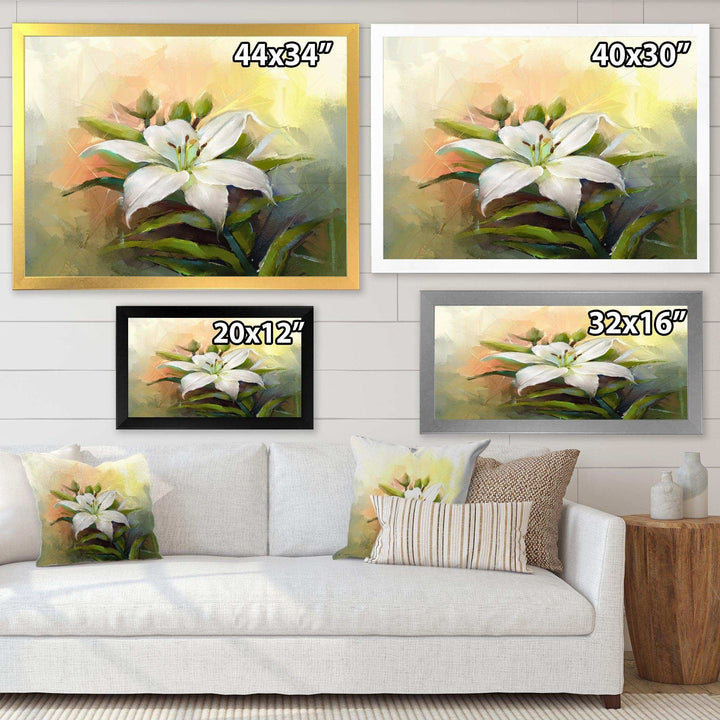 White Lily Flower Oil Painting