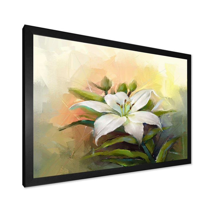White Lily Flower Oil Painting