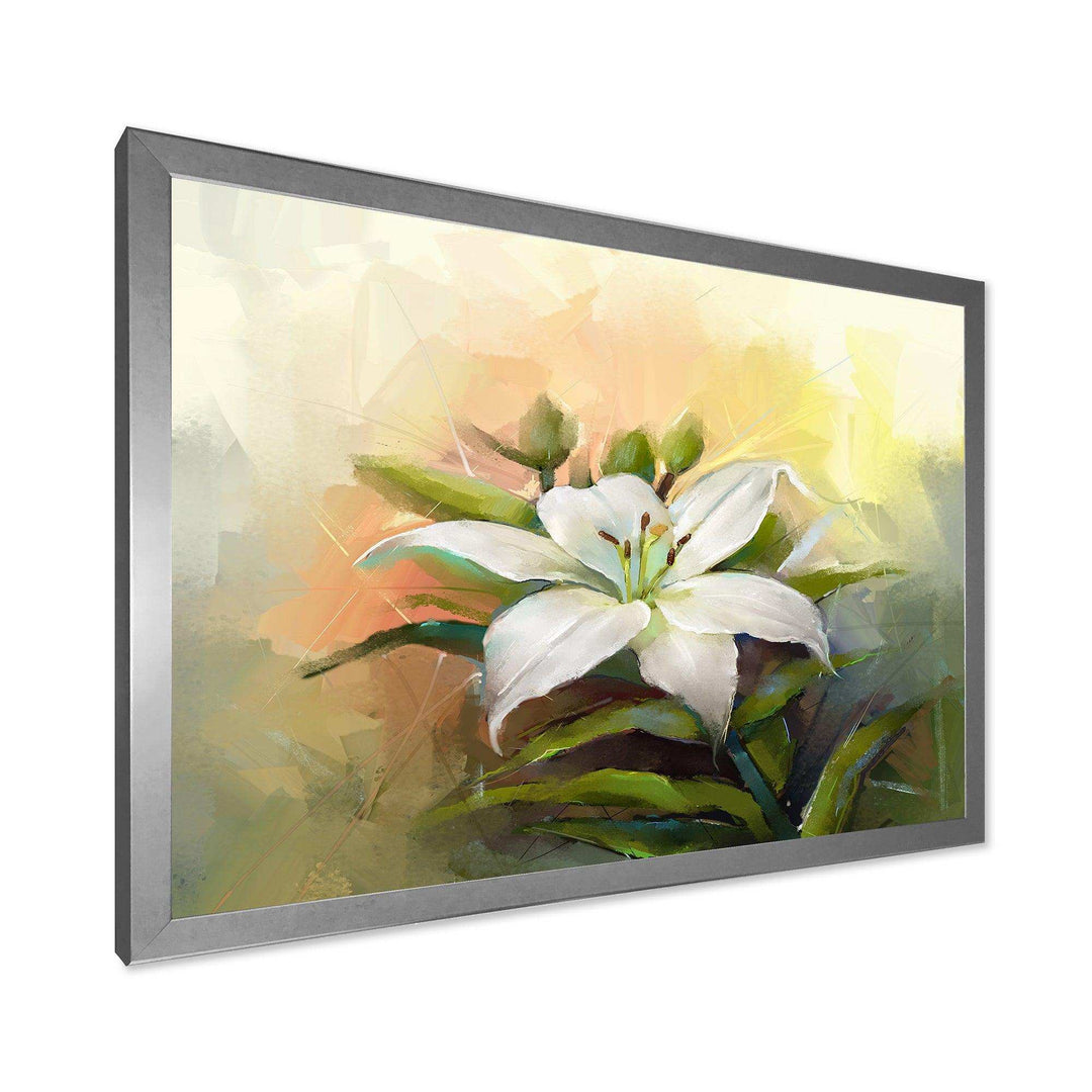 White Lily Flower Oil Painting