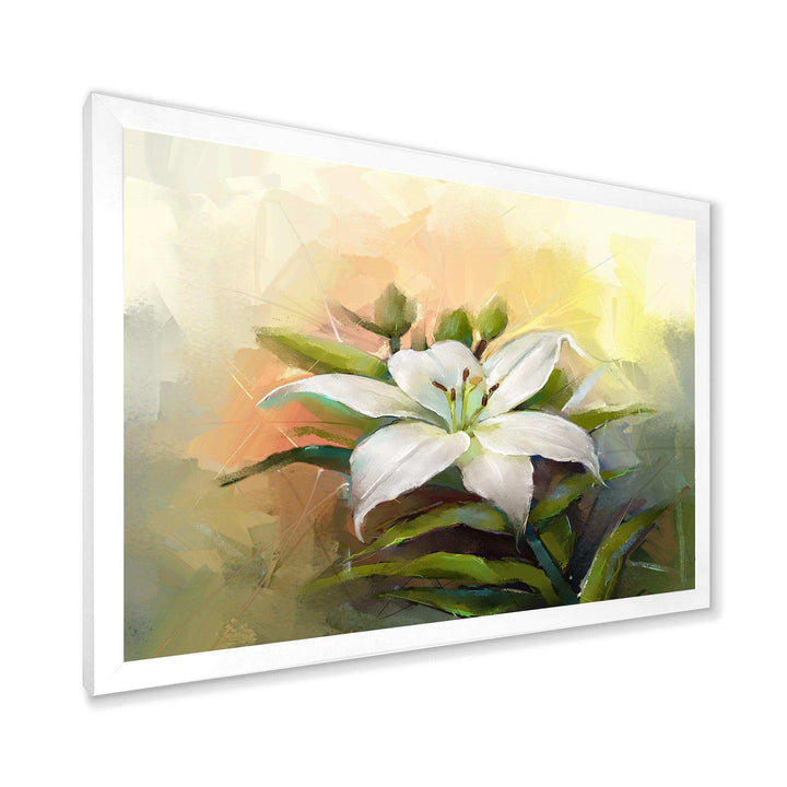 White Lily Flower Oil Painting