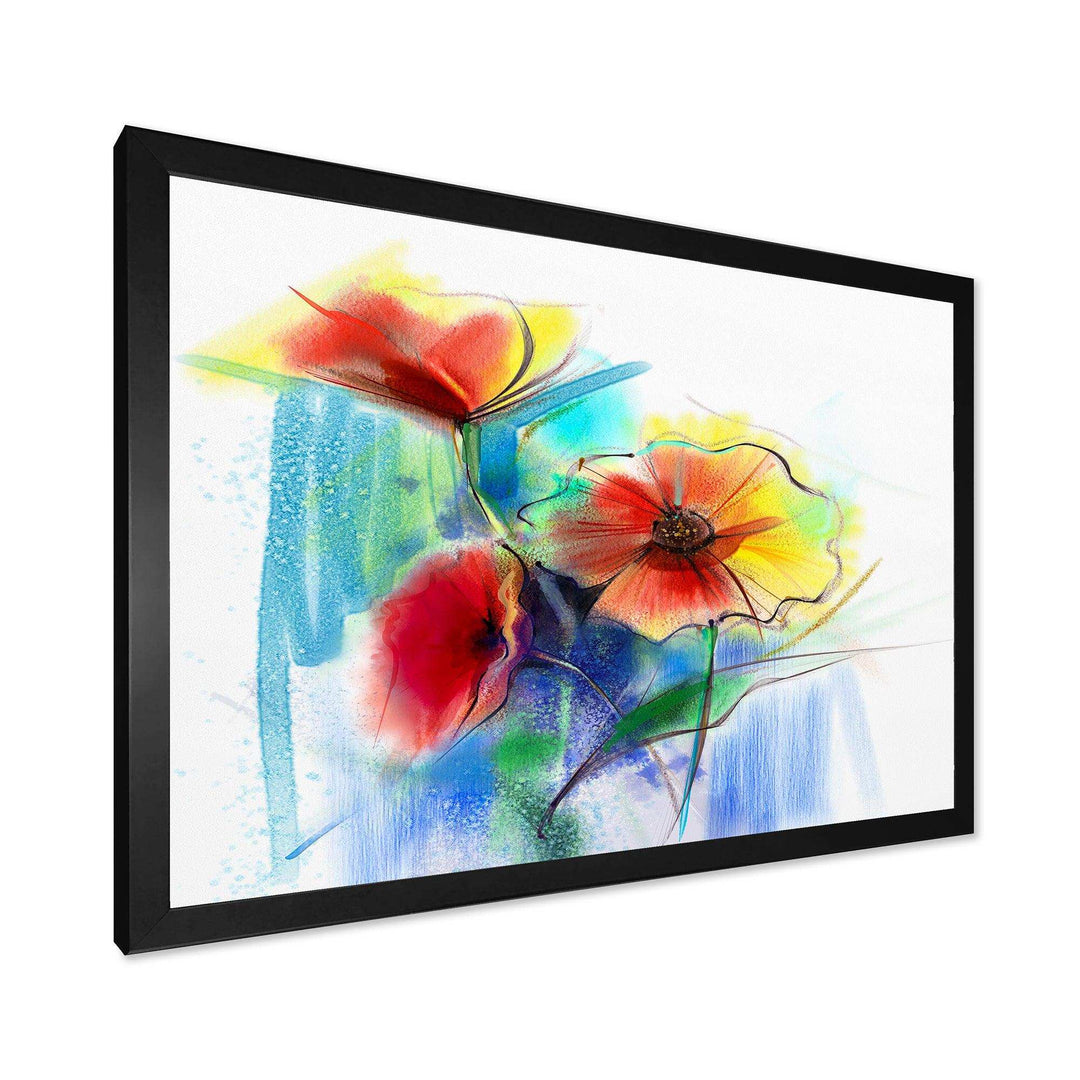 Watercolor Multi color Flower - Floral Living Room Wall Decor