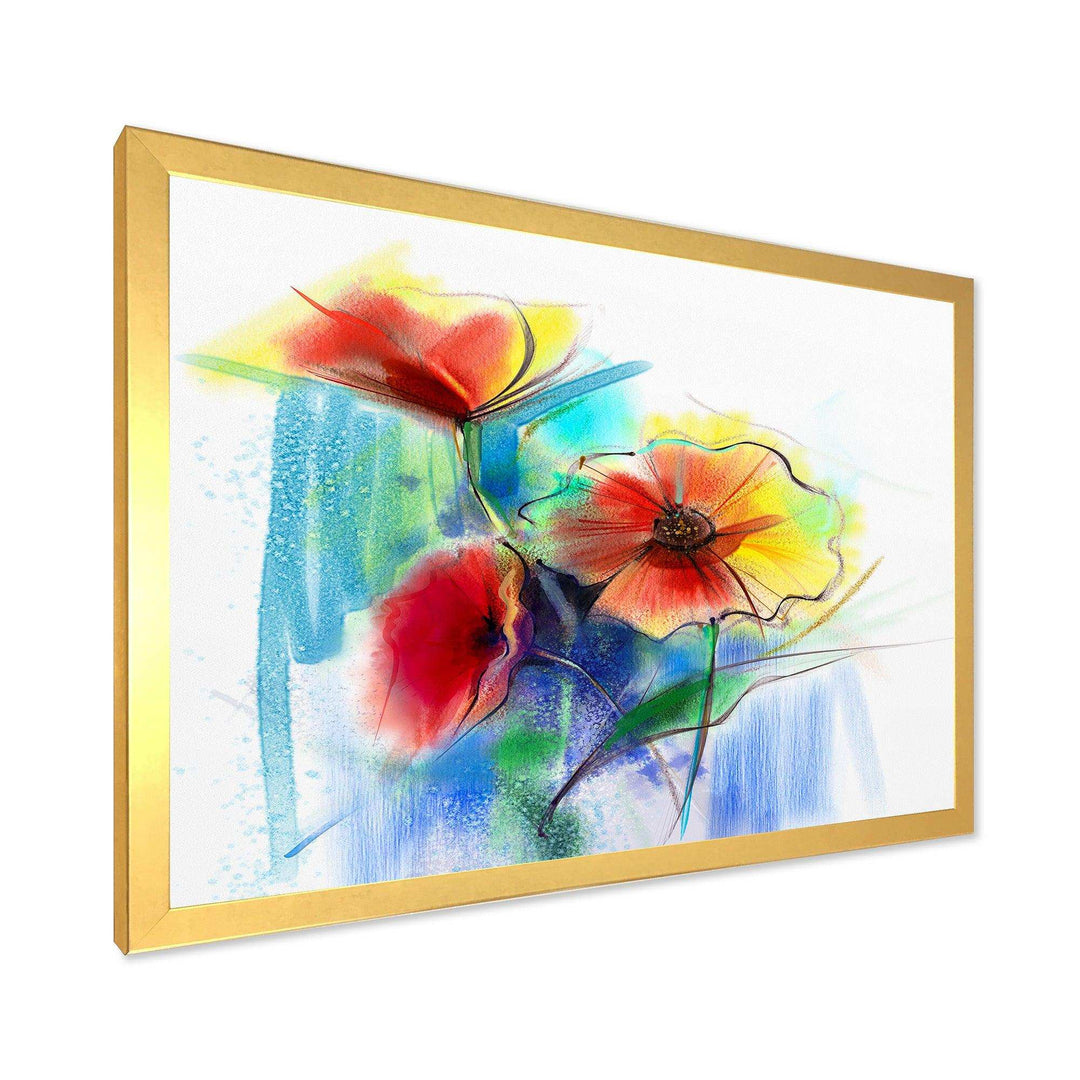 Watercolor Multi color Flower - Floral Living Room Wall Decor