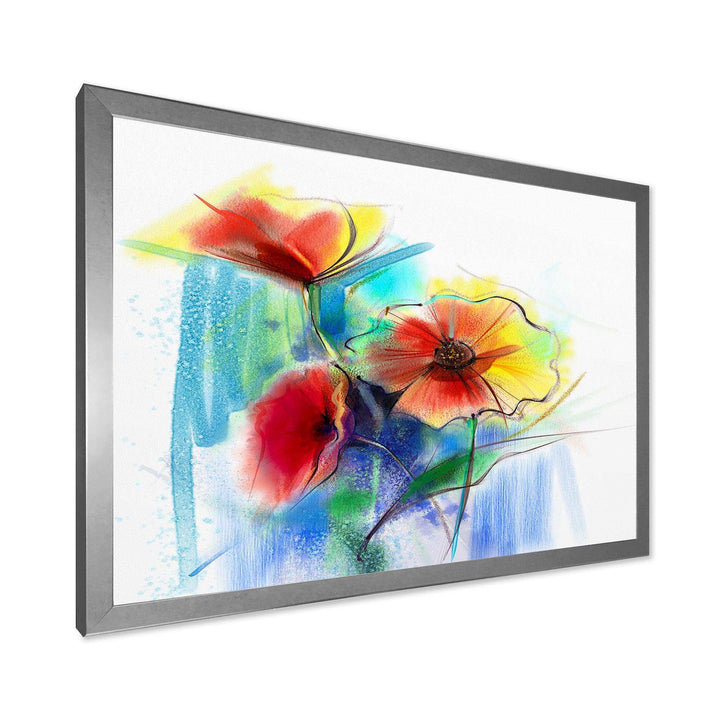 Watercolor Multi color Flower - Floral Living Room Wall Decor