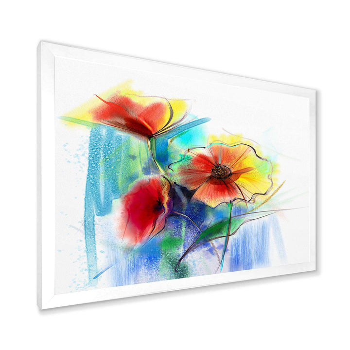 Watercolor Multi color Flower - Floral Living Room Wall Decor