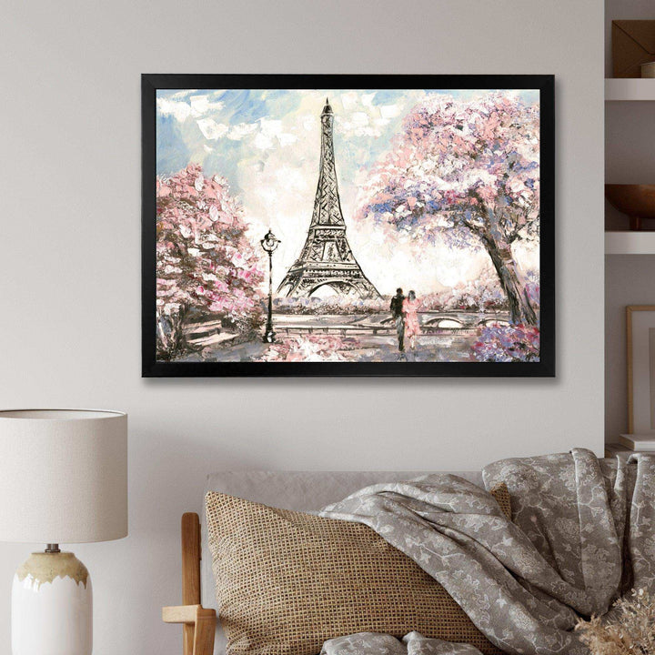 Eiffel with Pink Flowers