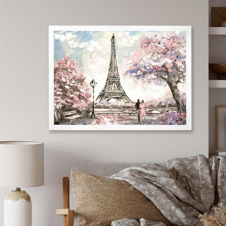 Eiffel with Pink Flowers