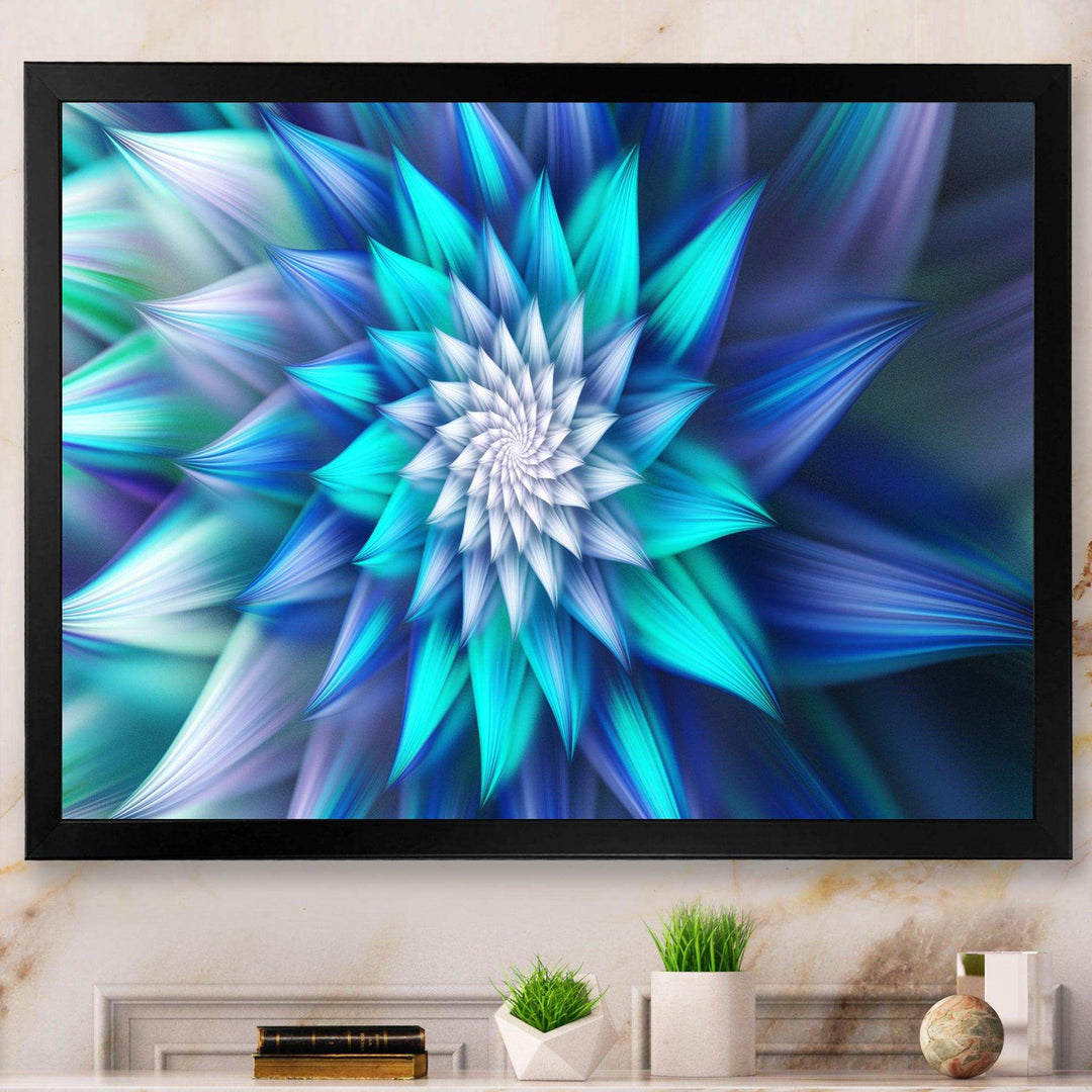 Large Blue Alien Fractal Flower - Modern Wall Art Prints