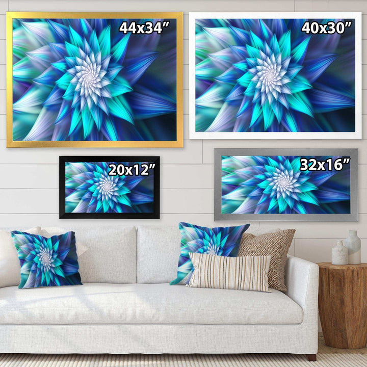 Large Blue Alien Fractal Flower - Modern Wall Art Prints