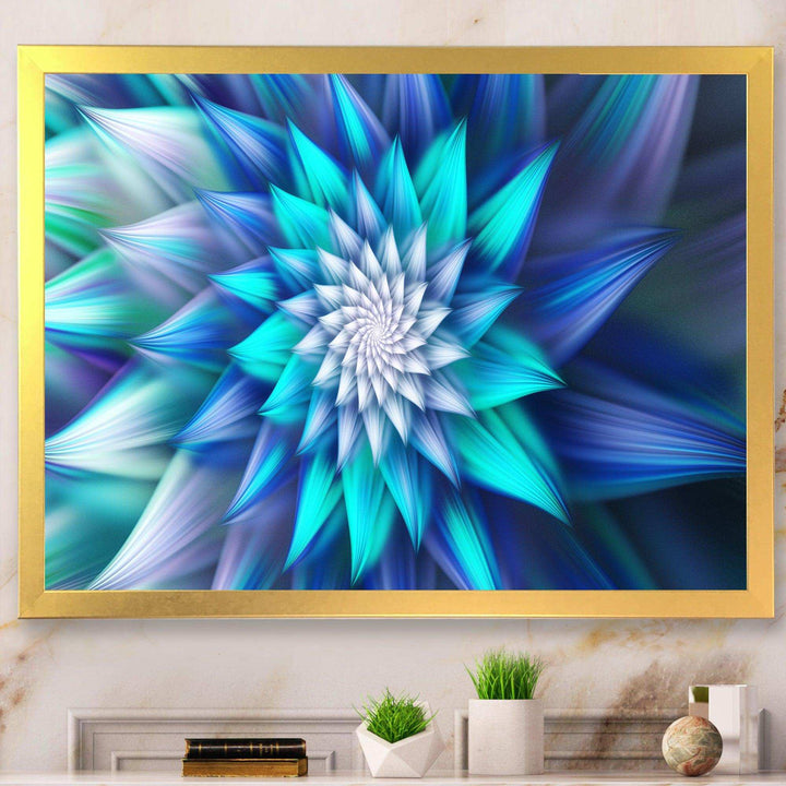 Large Blue Alien Fractal Flower - Modern Wall Art Prints