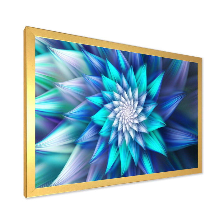 Large Blue Alien Fractal Flower - Modern Wall Art Prints