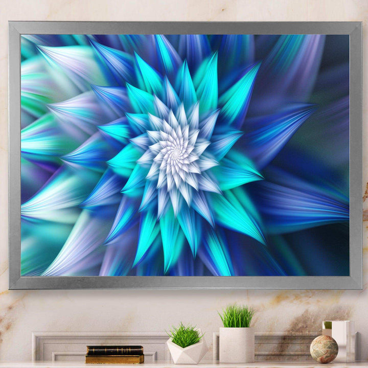 Large Blue Alien Fractal Flower - Modern Wall Art Prints