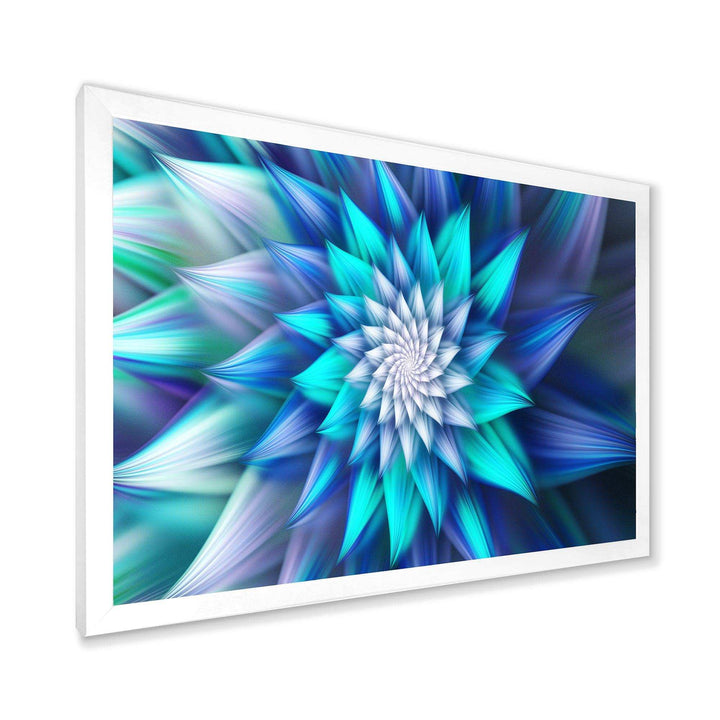 Large Blue Alien Fractal Flower - Modern Wall Art Prints