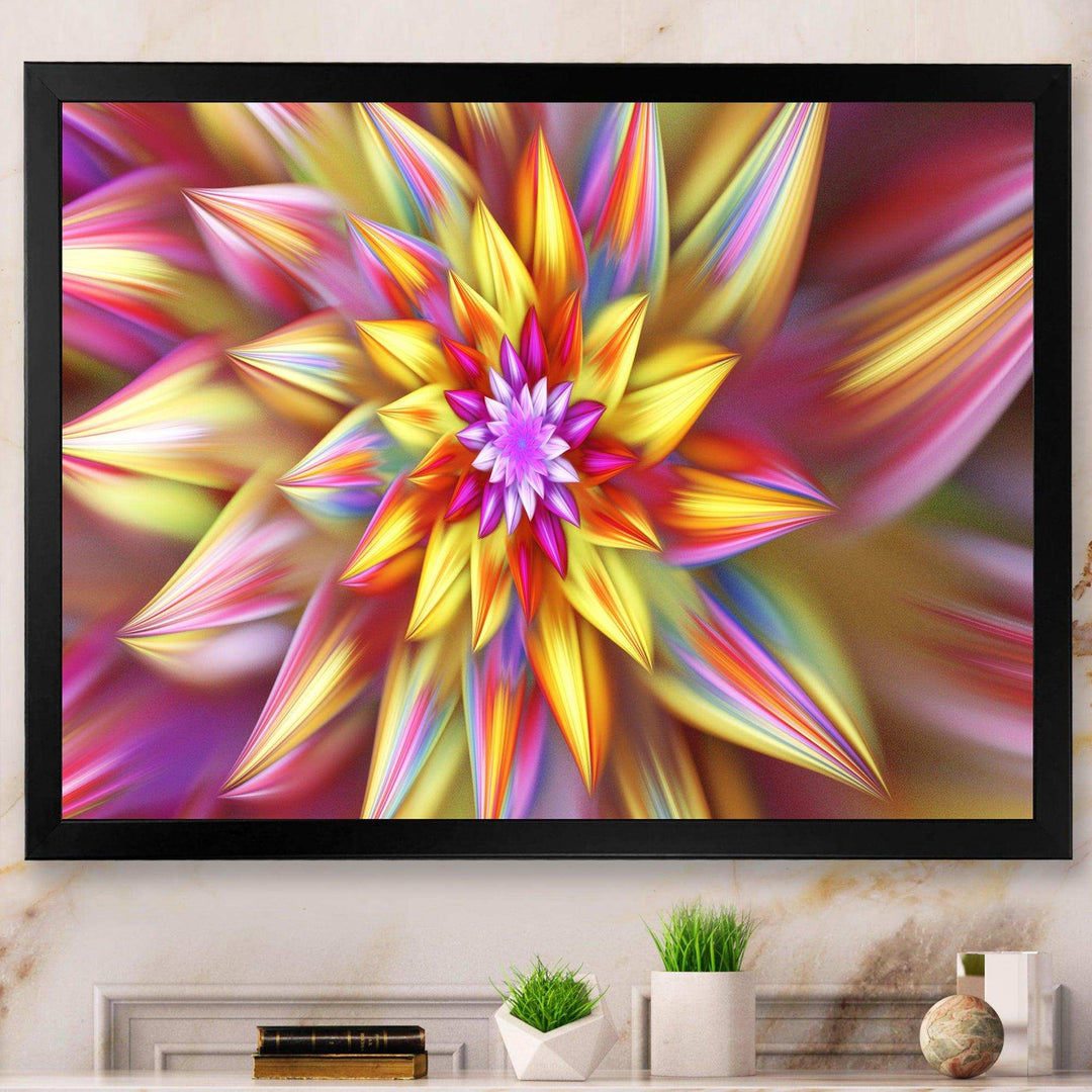 Large Multi Color Alien Fractal Flower - Modern Canvas Wall Art