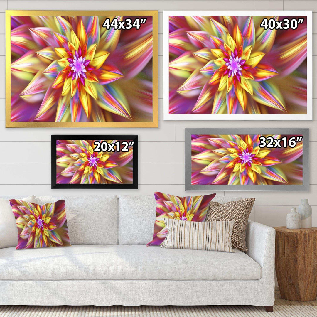 Large Multi Color Alien Fractal Flower - Modern Canvas Wall Art