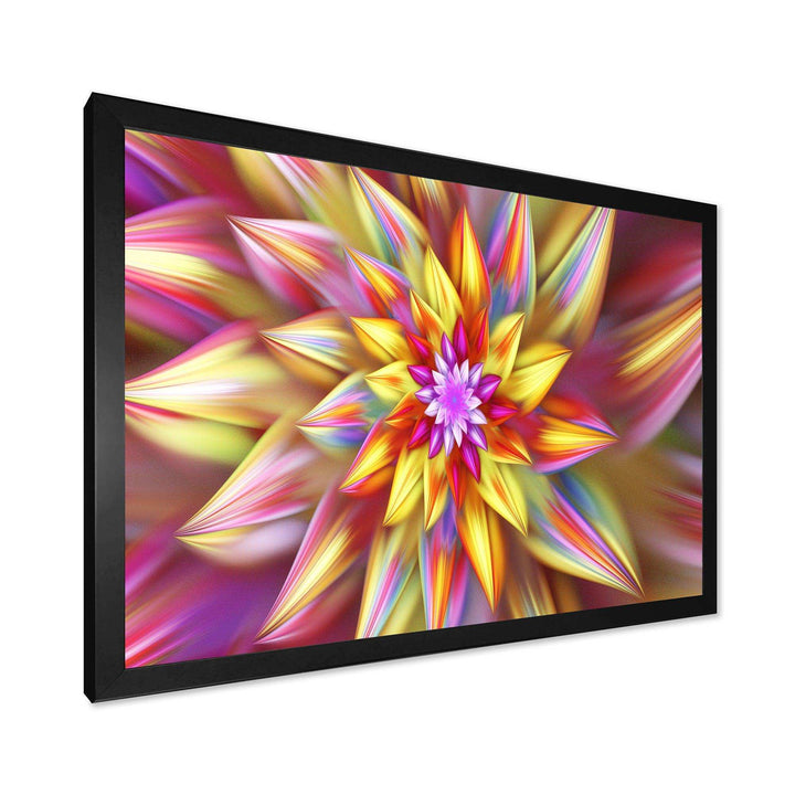 Large Multi Color Alien Fractal Flower - Modern Canvas Wall Art