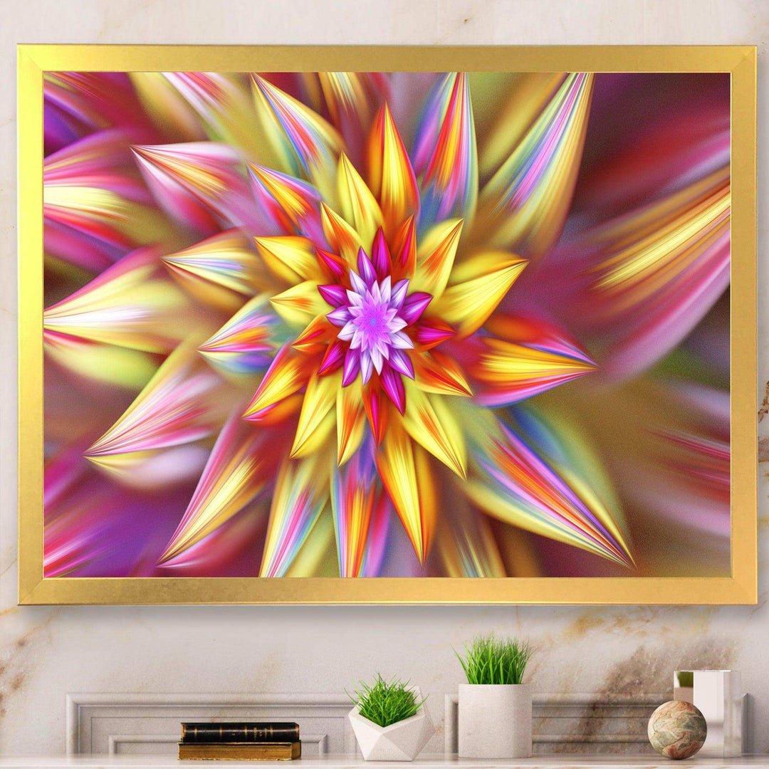 Large Multi Color Alien Fractal Flower - Modern Canvas Wall Art