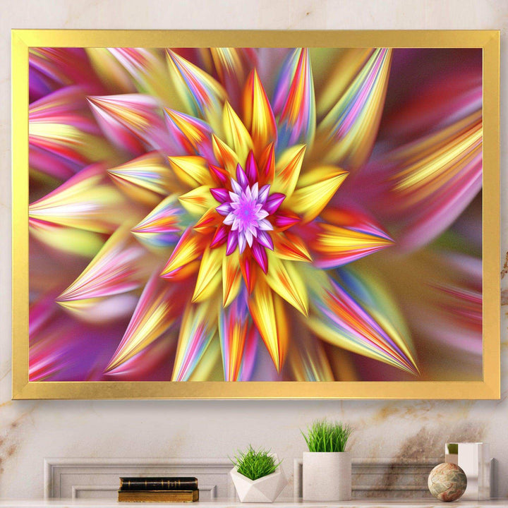Large Multi Color Alien Fractal Flower - Modern Canvas Wall Art