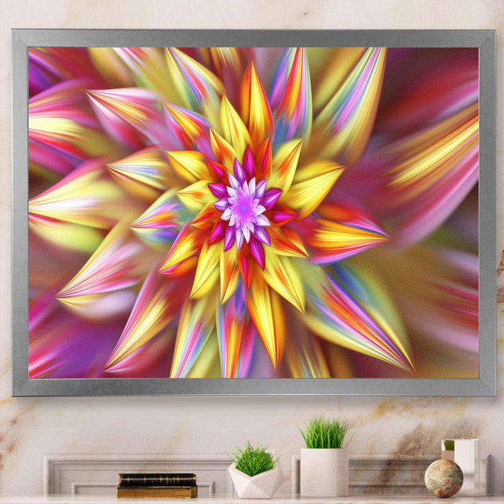 Large Multi Color Alien Fractal Flower - Modern Canvas Wall Art