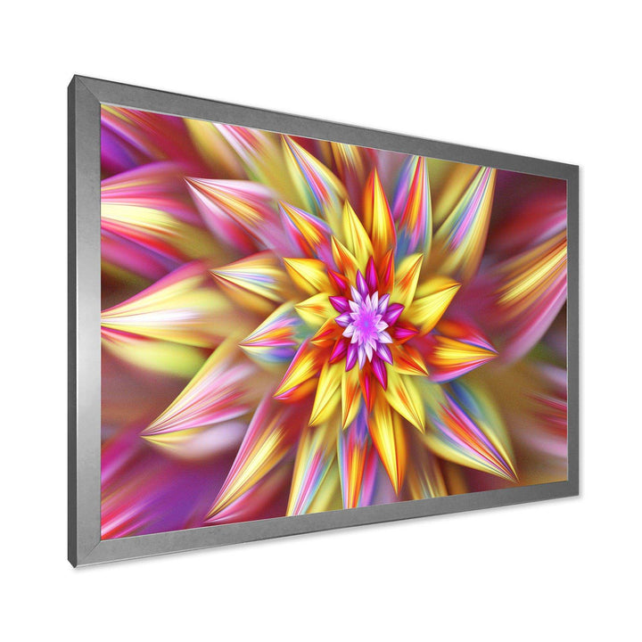 Large Multi Color Alien Fractal Flower - Modern Canvas Wall Art