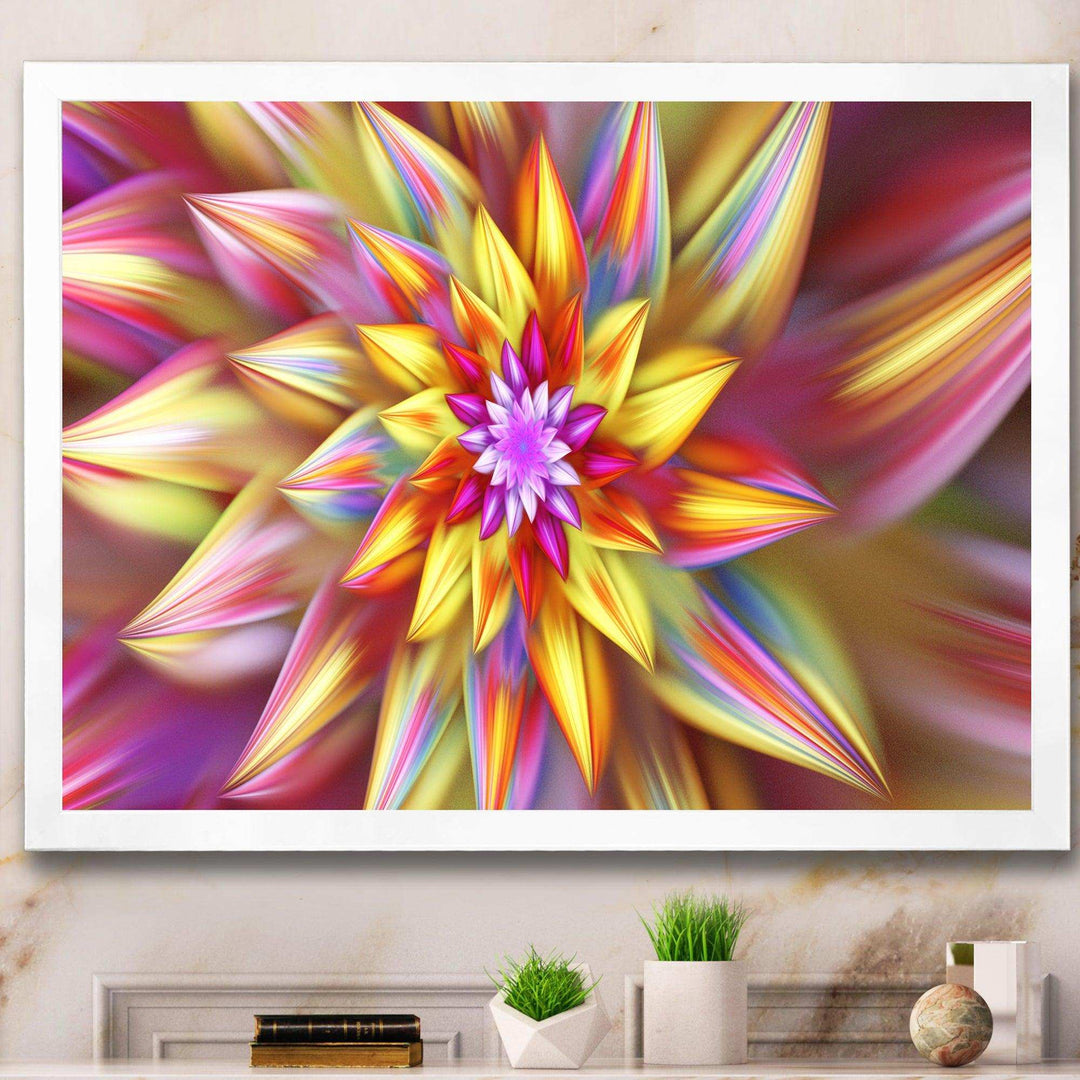 Large Multi Color Alien Fractal Flower - Modern Canvas Wall Art