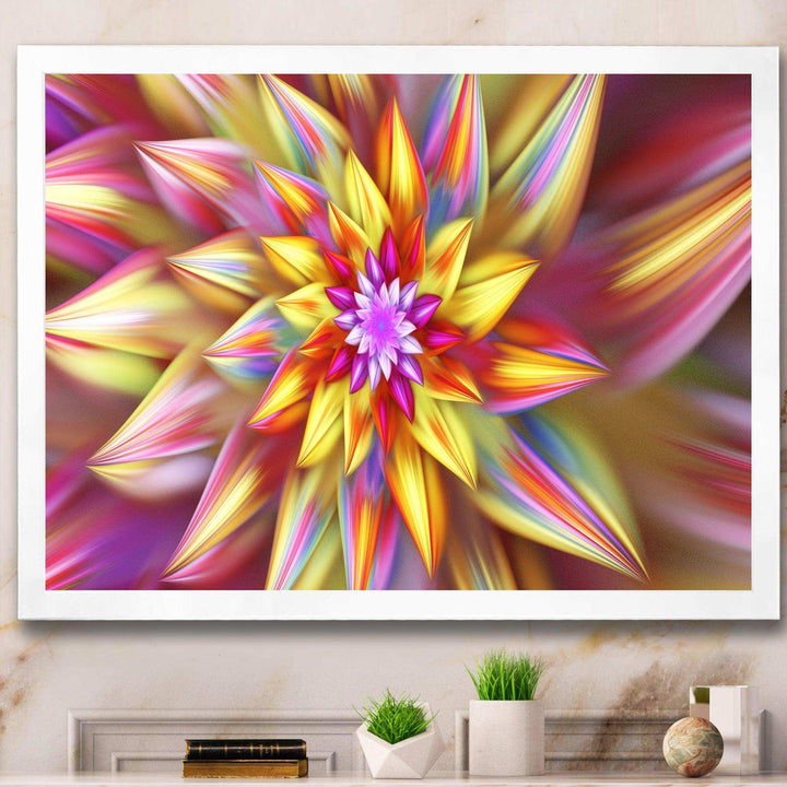 Large Multi Color Alien Fractal Flower - Modern Canvas Wall Art