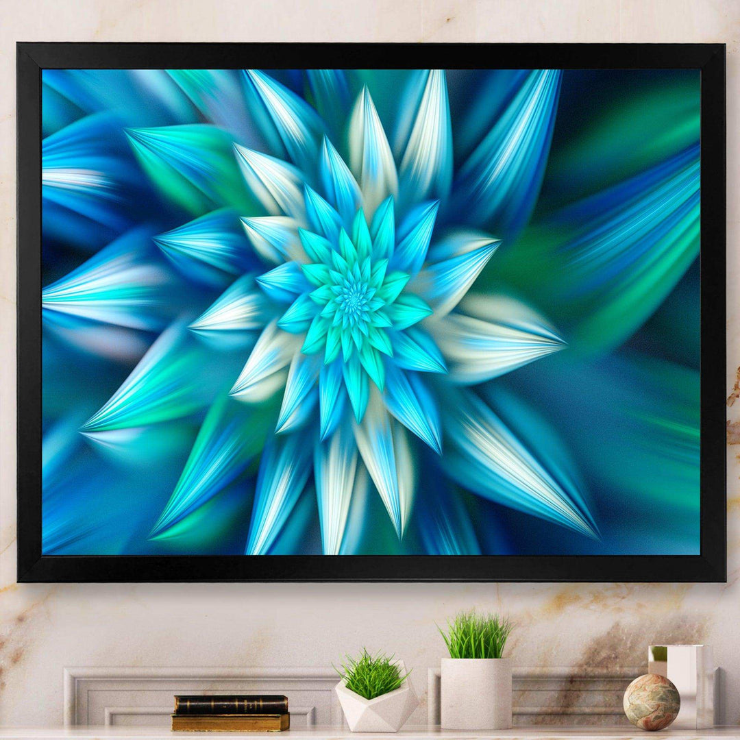 Huge Blue Fractal Flower - Modern Living Room Wall Decor