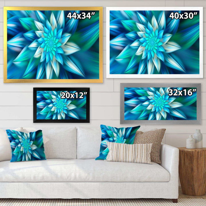 Huge Blue Fractal Flower - Modern Living Room Wall Decor