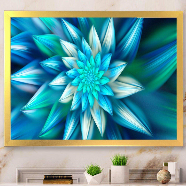 Huge Blue Fractal Flower - Modern Living Room Wall Decor