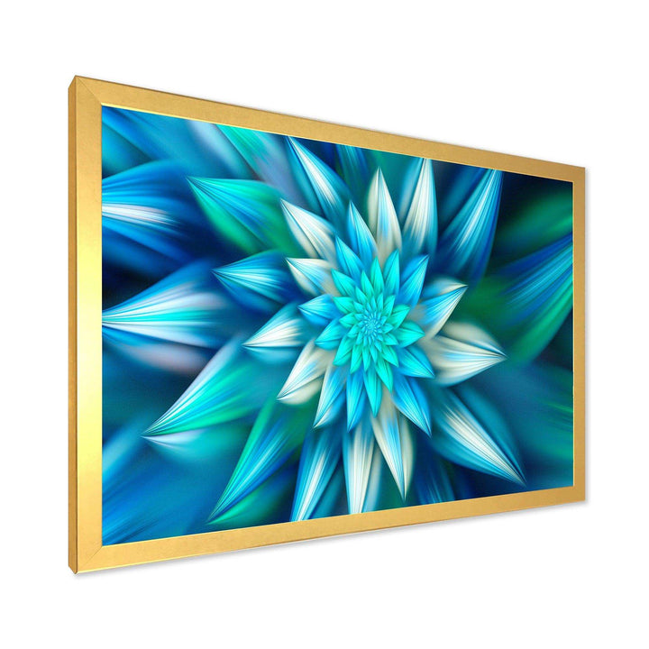 Huge Blue Fractal Flower - Modern Living Room Wall Decor