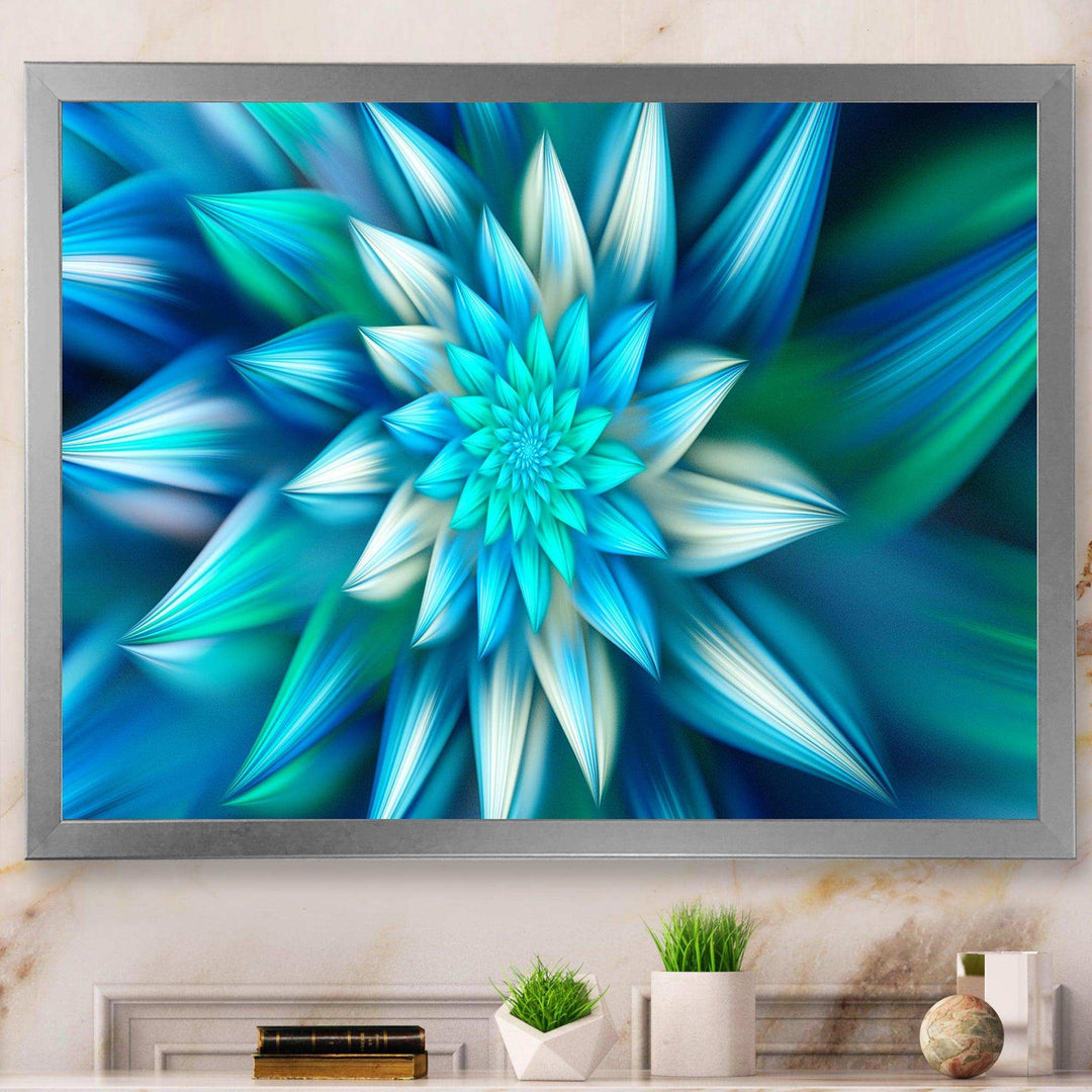 Huge Blue Fractal Flower - Modern Living Room Wall Decor