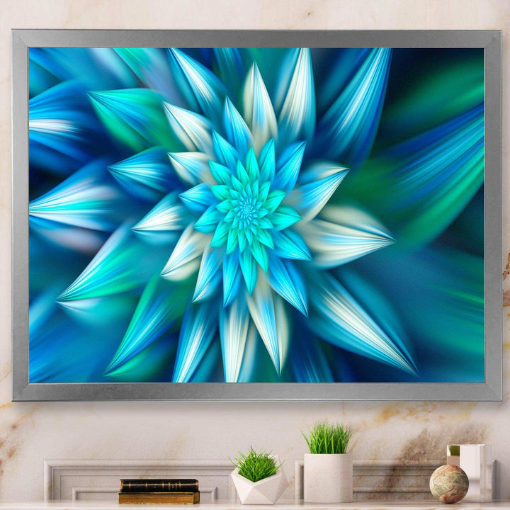 Huge Blue Fractal Flower - Modern Living Room Wall Decor