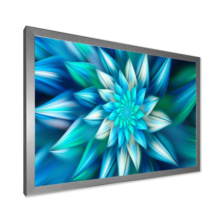 Huge Blue Fractal Flower - Modern Living Room Wall Decor