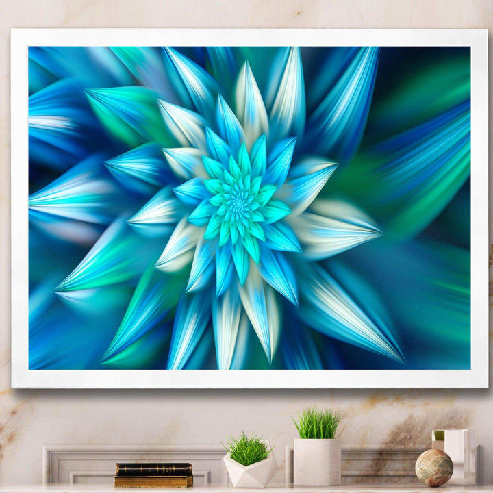 Huge Blue Fractal Flower - Modern Living Room Wall Decor