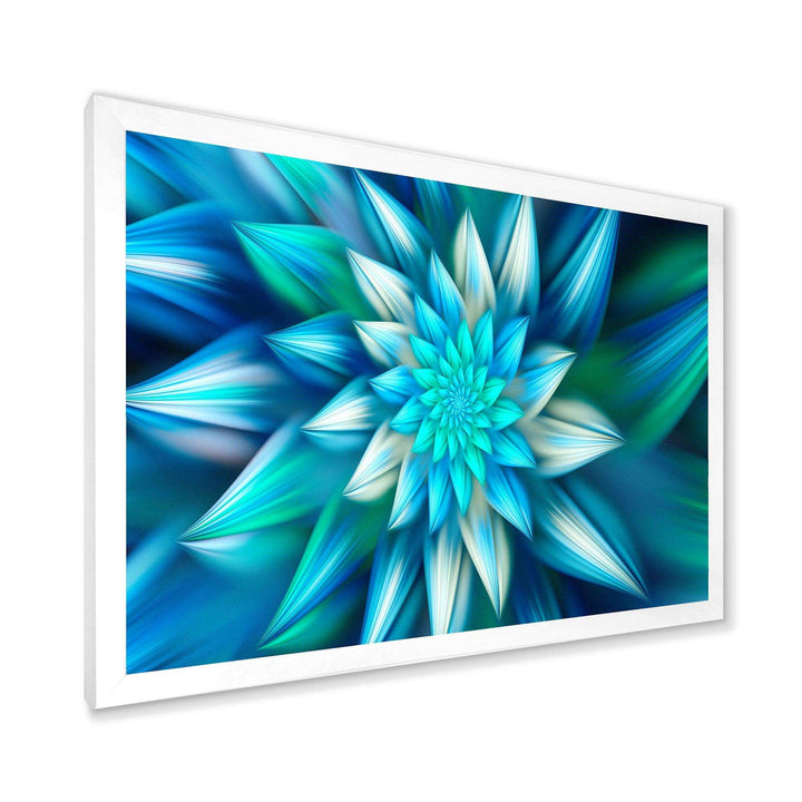 Huge Blue Fractal Flower - Modern Living Room Wall Decor