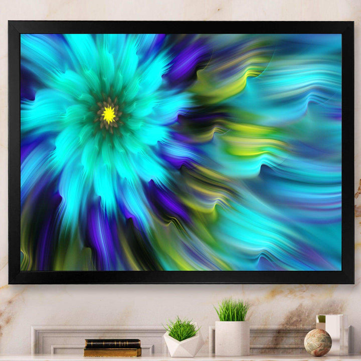 Massive Blue Green Fractal Flower - Modern Bedroom Wall Art