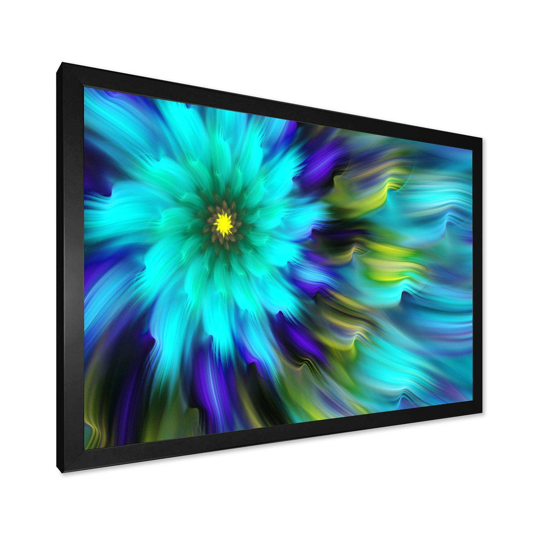 Massive Blue Green Fractal Flower - Modern Bedroom Wall Art