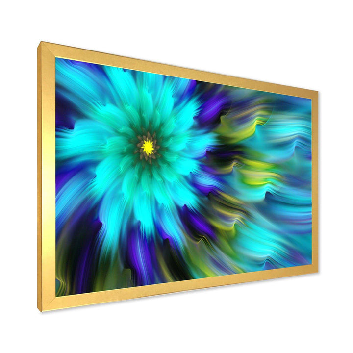 Massive Blue Green Fractal Flower - Modern Bedroom Wall Art