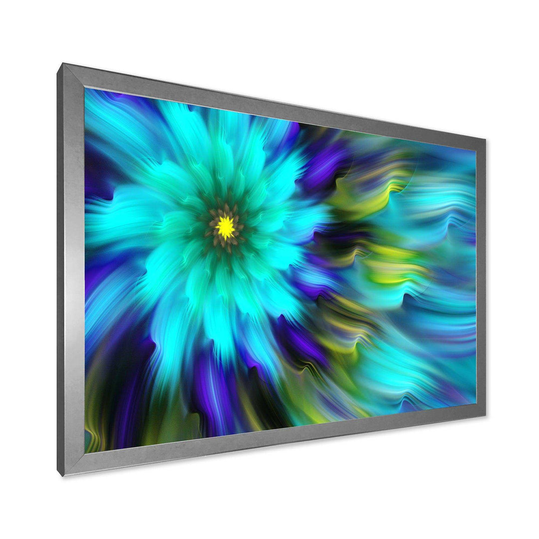 Massive Blue Green Fractal Flower - Modern Bedroom Wall Art