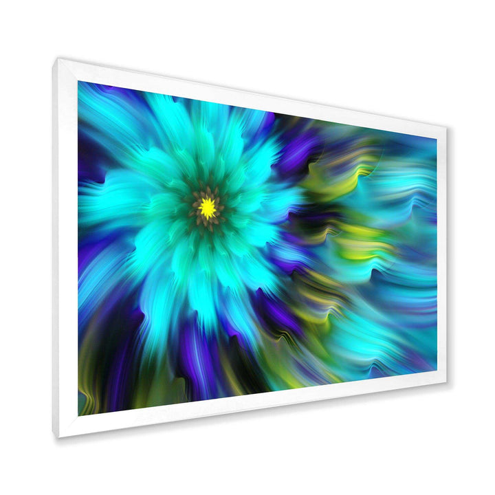 Massive Blue Green Fractal Flower - Modern Bedroom Wall Art