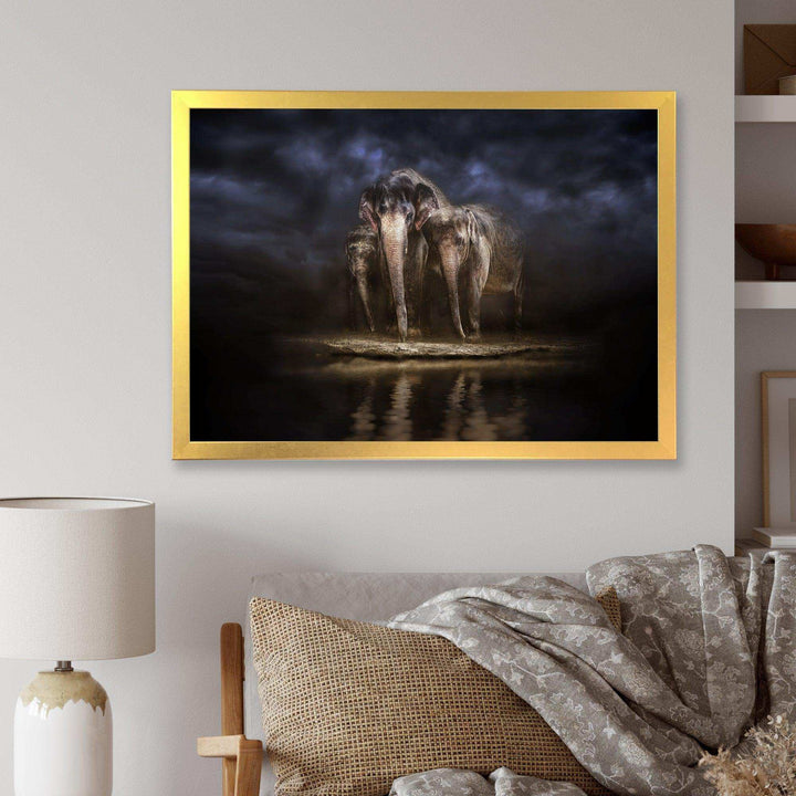 Elephants Watering in the River