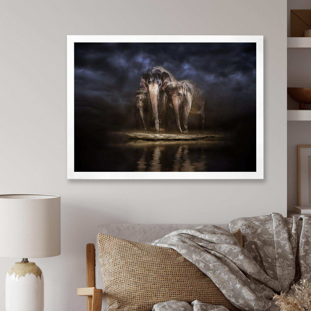 Elephants Watering in the River