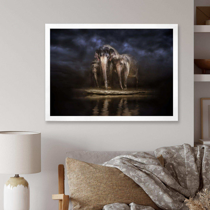 Elephants Watering in the River