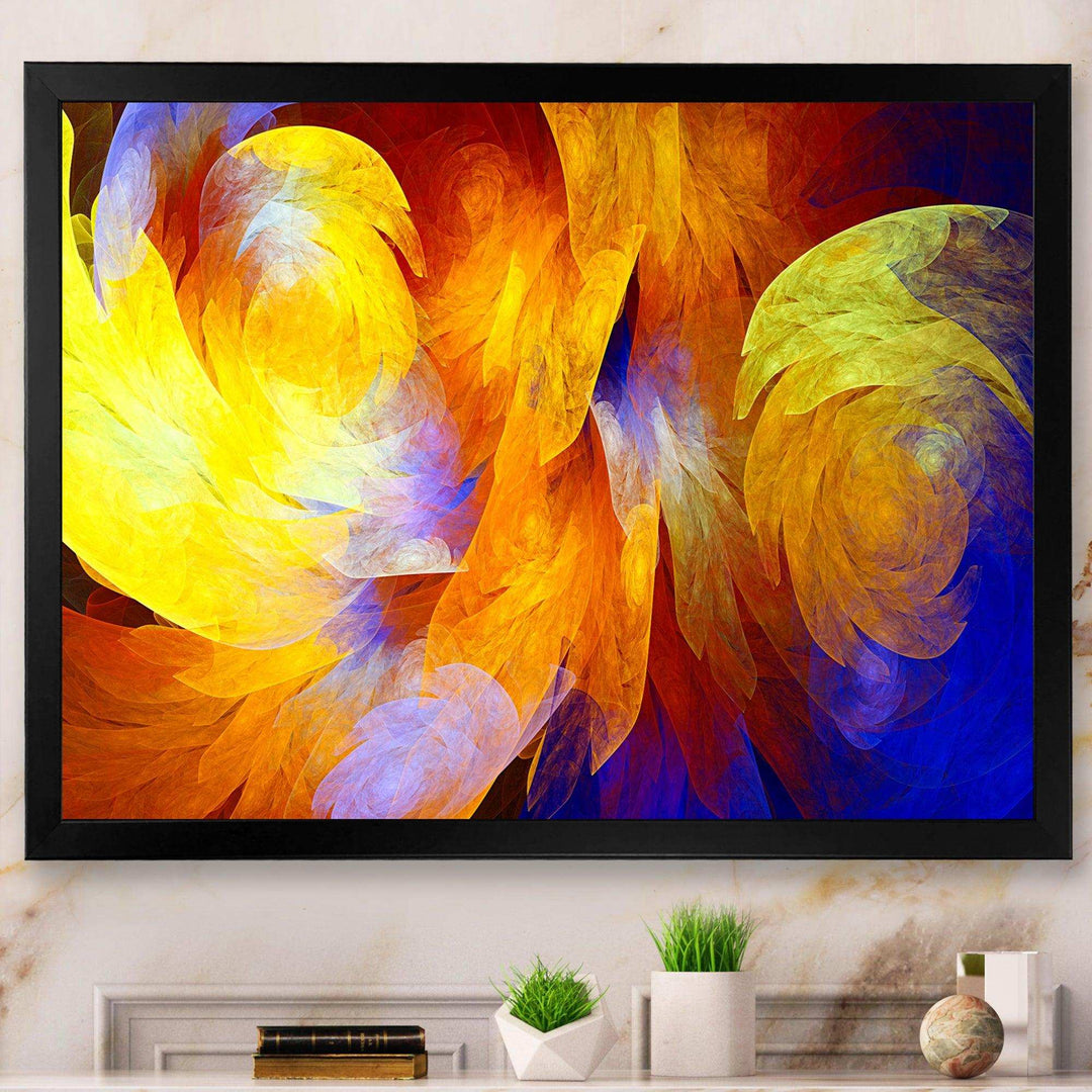 Yellow Fractal Abstract Pattern - Modern Living Room Wall Decor