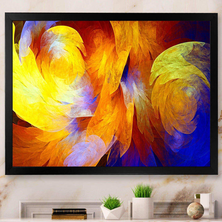 Yellow Fractal Abstract Pattern - Modern Living Room Wall Decor