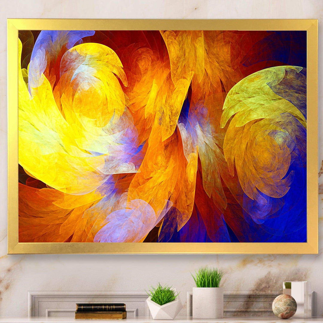 Yellow Fractal Abstract Pattern - Modern Living Room Wall Decor