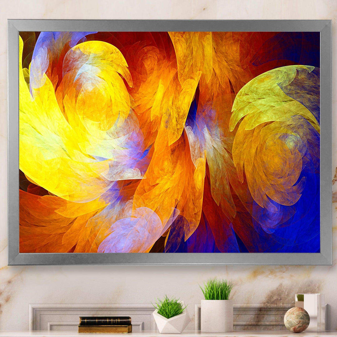 Yellow Fractal Abstract Pattern - Modern Living Room Wall Decor