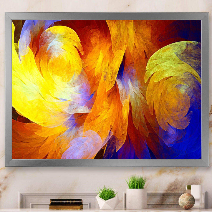 Yellow Fractal Abstract Pattern - Modern Living Room Wall Decor