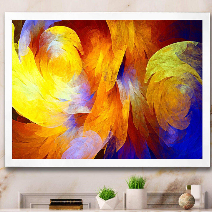 Yellow Fractal Abstract Pattern - Modern Living Room Wall Decor