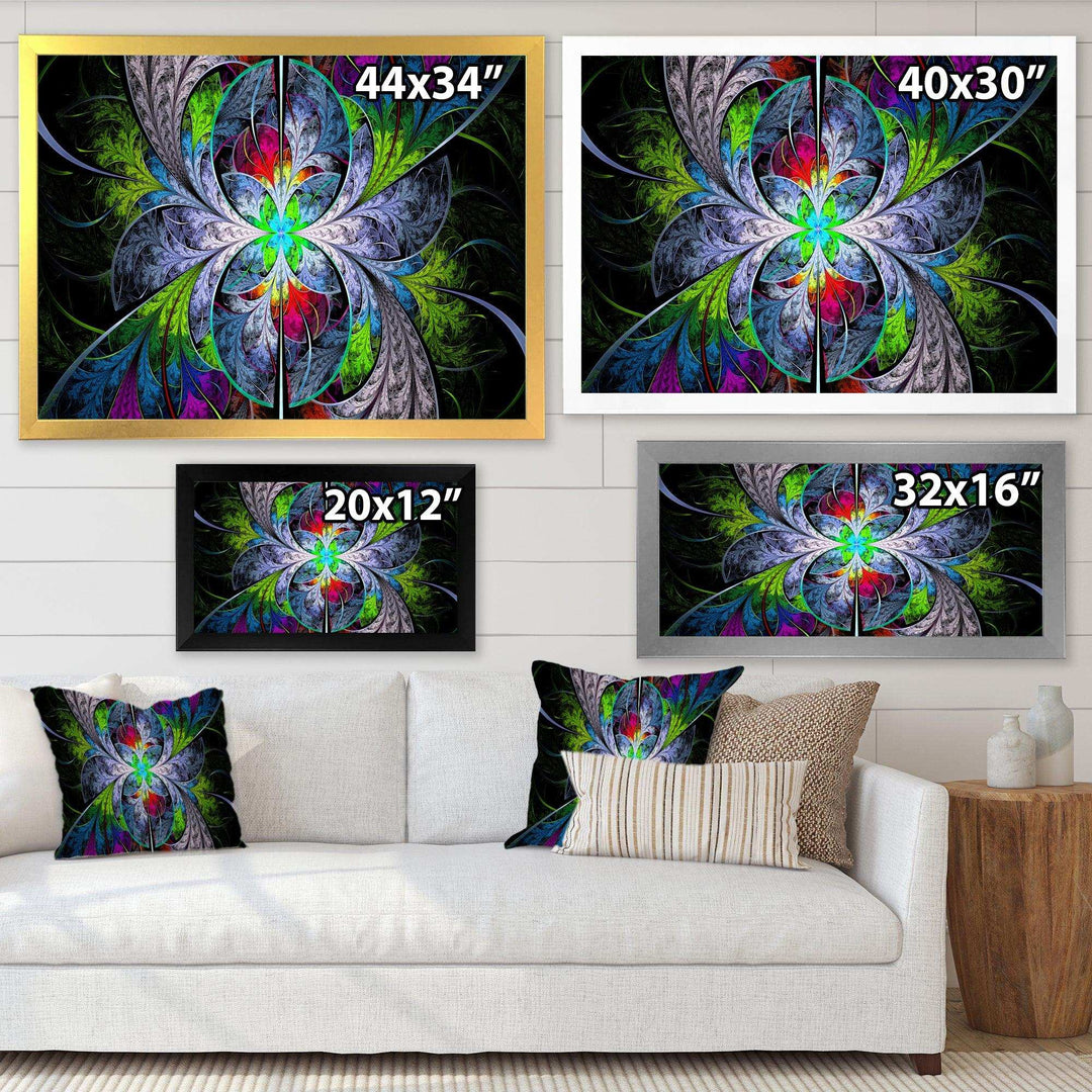Multi Color Fractal Stained Glass - Modern Living Room Wall Decor