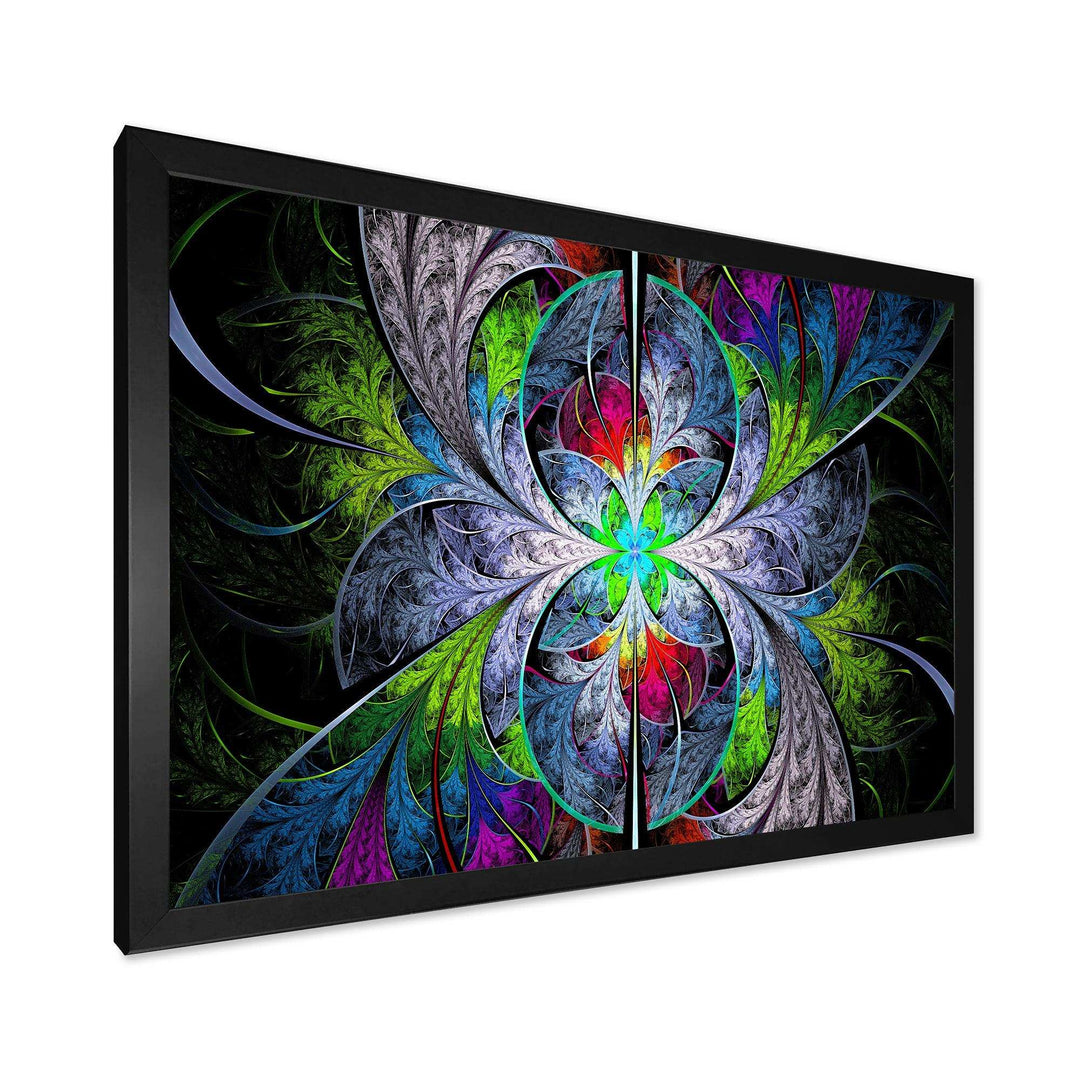 Multi Color Fractal Stained Glass - Modern Living Room Wall Decor